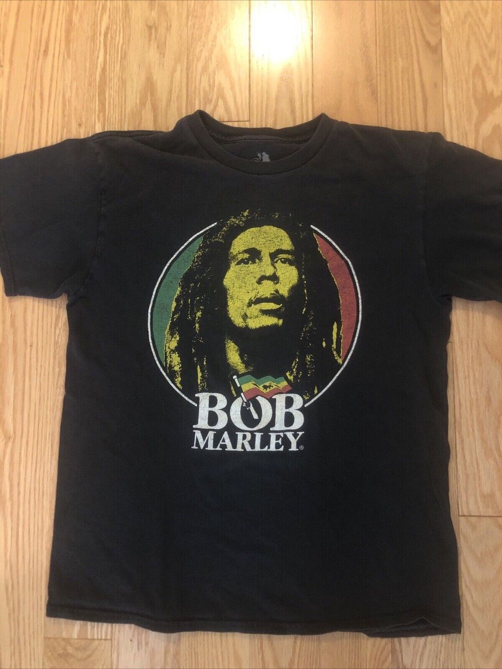 Bob Marley Rastafari Portrait Black Graphic T-Shirt Size Medium